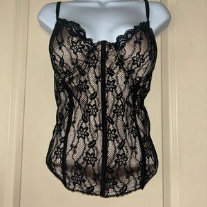 Frederick's of Hollywood Black Floral Lace Chemise